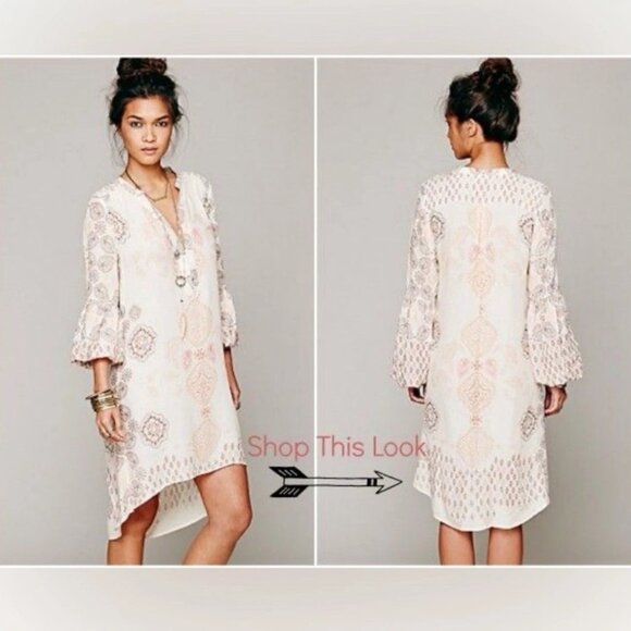 Free People Peacemaker Bohemian Printed High-Low Dress - Medium - Worn 1 Time - Picture 2 of 14